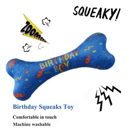 IDOLPET Dog Birthday Boy Bandana Hat Toy Set - Pet Party Supplies, Triangle Bibs With Cute Bone Scarf Accessories and Decoration for Large Doggy - Blue