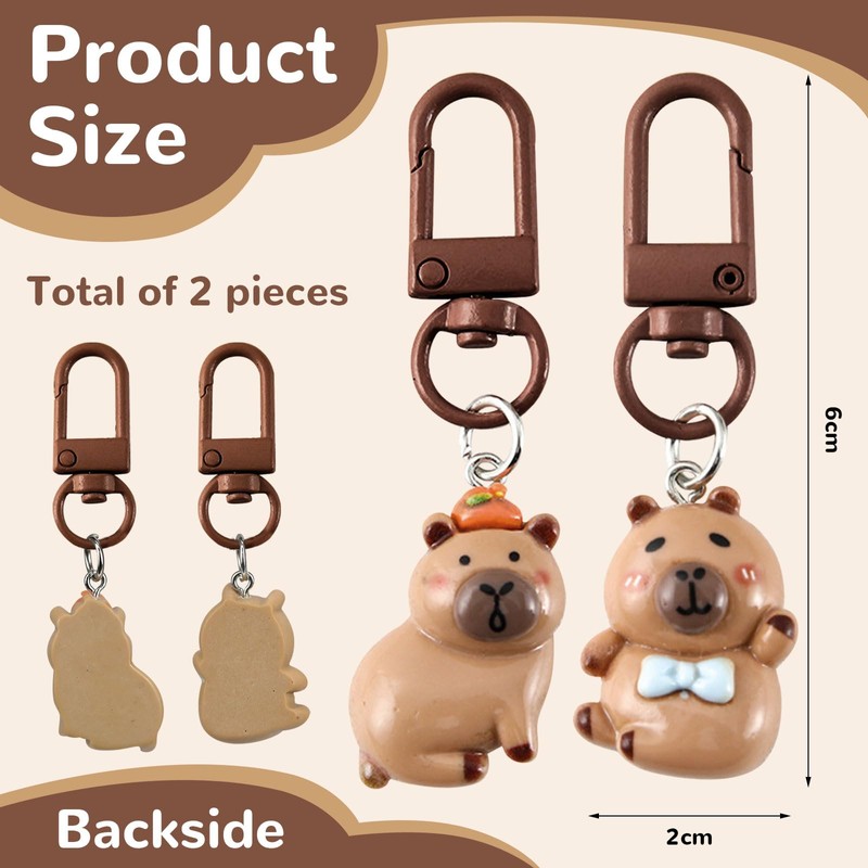 LunarCharm 2 pieces Capybara key ring, cute key ring, key