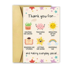 OJsensai Cute Teacher Thank You Card, Best Appreciation Gifts for Daycare Preschool Teacher, Thank You for Helping Me Grow