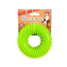 Juguete Mordedora para Perros, Forma de Anillo, Verde Neón, Plástico con Textura de Picos, Juguete de Dentición                                       