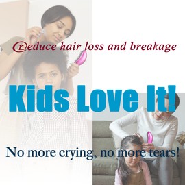 Cepillo para desenredar pelo para adultos y niños, peine profesional sin dolor, cepillo para desenredar el pelo para cabello natural, rizado, liso, húmedo o seco (paquete de 2, azul y morado)