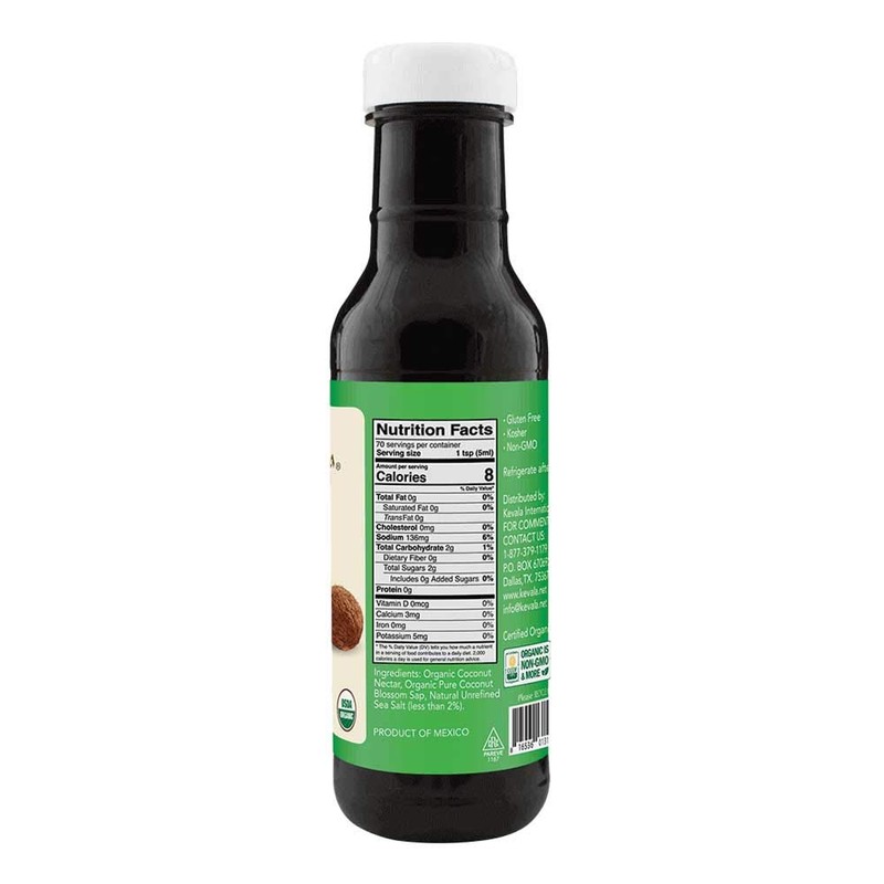 Kevala Organic Coconut Aminos 12 oz (BPA-free plastic bottle)