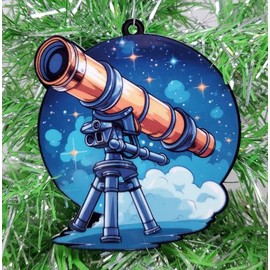 Generic Telescope Ornament - Astronomy Space Exploration Christmas Ornament