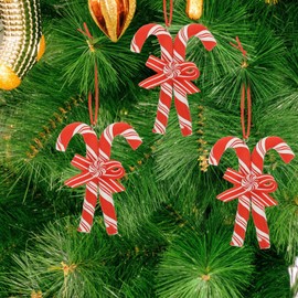 Candy Cane Hanging Ornaments Bulk Candy Christmas Ornaments, 6 Pack Christmas Tree Ornaments Christmas Hanging Decorations for Xmas Holiday Party Home Decor Office Decor