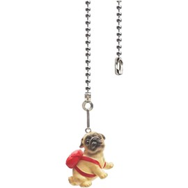 OMYZERO 12inches Lovely Cute Lovable Puppy Dog Pendant Ceiling Light Fan Pull Chain Extender with Ball Chain Connector(Pug Dog)