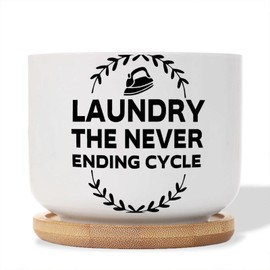 DecStic Laundry The Never Ending Cycle Ceramic Planters Bible Verse Flower Pots for Indoor Plants with Drainage Holes and Saucers Pot for Indoor Outdoor Garden