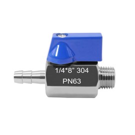 Beduan Stainless Steel 5/16" Hose Barb to 1/4" NPT Male Mini Ball Valve for Air Water Fuel Gas Home Brew Kettle