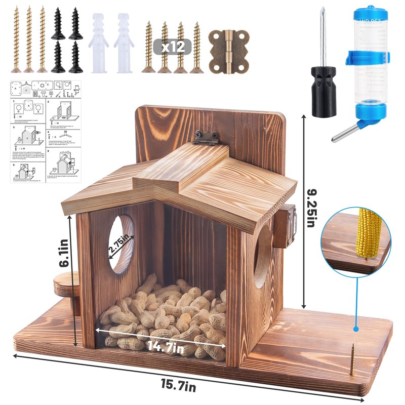 Squirrel Feeder for Outside, Squirrel Picnic Table Feeder for Corn