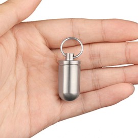 NHDT SW913 Micro Titanium Portable Pill Case Keychain, Mini Pill Holder Keychain, Waterproof Pill Fob for Outdoor Travel Camping Only 0.28OZ Weight