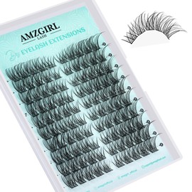 Wispy Eyelash Extensions, Natural Cluster Lashes, Left and Right Cat Eye Volume Eyelash Clusters, DIY Eyelashes, Beginners (Sunup, D Curl, 14 Pairs), Pack of 100