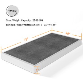 THEOCORATE 7 Inch Twin Box Spring, Metal High Profile Spring, Heavy Duty Mattress Foundation, Easy Clean Cover, Quiet, Non-Slip, Simple Assembly