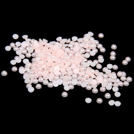 MajorCrafts 2000pcs 4mm Flat Back Half Round Resin Pearls Arts and Crafts Gems (Pale Pink C27)
