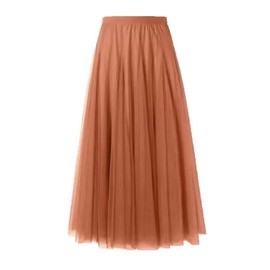 Bobo & Hanhan Women's Long Tulle Skirt, Maxi Length, Stylish, Bottoms, Body Cover, Adult, Cute, Elegant, Lined, Elastic Waist, Commute, Everyday Wear, orange