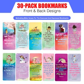 NewEights Motivating Bible Verses for The Downcast and Depressed Bookmarks (5-Sets X 6 Cards) – Daily Motivational Card Set – Collection Set Book Page Clippers – Ideal for Church Events