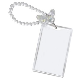Photocard Holder Key Ring Badge Holder Wrist Lanyard Card Protector for Credit Students Bus Work Cards Bag Charms Transparent Laser Butterfly 10.5 x 6.5 cm