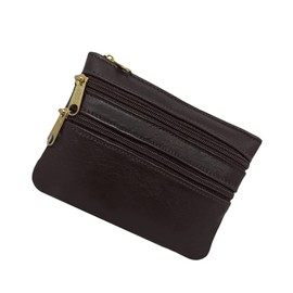 FIONCCI Women's Genuine Leather Wallet Small with Zippers - Card Holder Wallet, Brown, Modern, brown, Modern