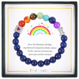 Pet Dog Memorial Gifts for Loss of Dog Sympathy Gift, Rainbow Bridge Bracelet Cat Memorial Bracelet for Women Men, Dog Remembrance Gift, Bereavement Gifts for Loss of Pet Brown/Blue/Black (Blue)