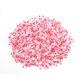 Sowaka 50g Resin Slime Fake Sprinkles Flatback Multi Color Round Tiny Clay Decoration for Charm Filler Fake Candy Chocolate Cupcake Cake Dessert Décor Art Particle (Red - Heart)