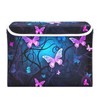 YETTASBIN Purple Blue Butterfly Storage Basket with Lid and Handles,