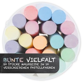 Westcott Street Chalk Pastel, Pack of 20 Colourful Street Chalks for Children in Practical Transport Bucket, Easy to Clean, Suitable for Asphalt, Blackboard or Stone, E-744985 00