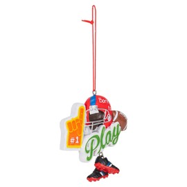 Kurt S Adler Play Football Red and Green 3.75 Inch Resin Hanging Christmas Ornament