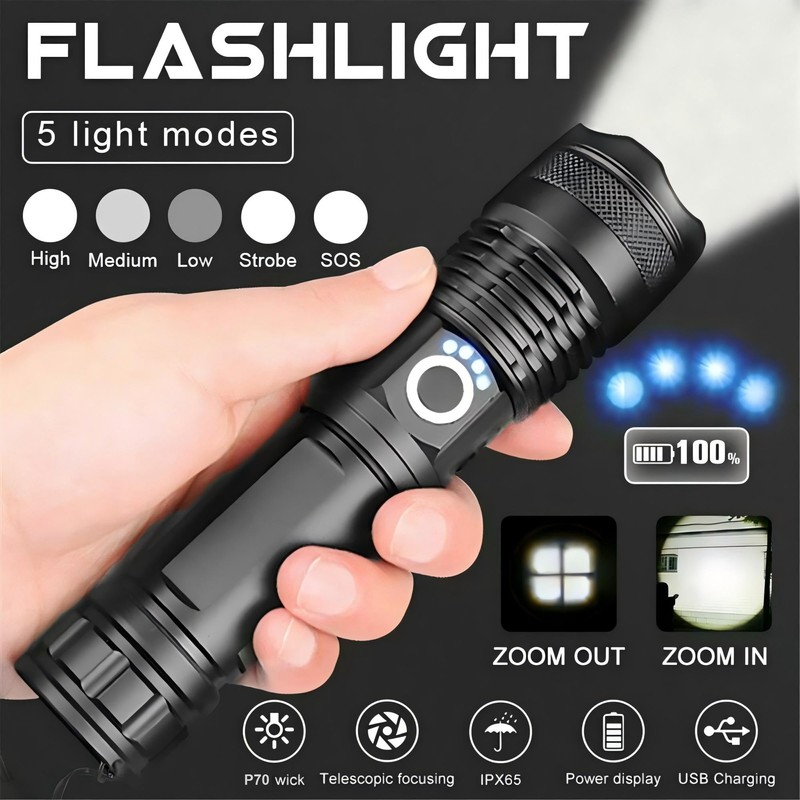 Mapskey Rechargeable Flashlights 990,000 High Lumens LED,Home Outdoor Emergency Powerful