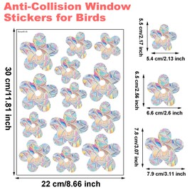 WADY Anti-Collision Window Stickers for Birds, 4 Sheets Window Decals for Bird Strikes Prevention Stickers Rainbow Alert Decals Clings to Prevent Bird Strikes Prism for Suncatcher Sticker(Flower)