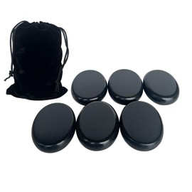 MINGJISHIYE Hot Stones Massage Set,6 Piece Set Oval hot Stone 3.15x2.36x0.7 inches.Basalt Home spa, Relaxation, Massage Treatment