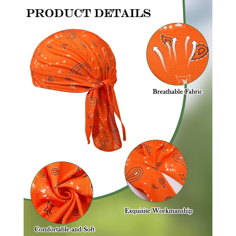 Foaincore 8 Pack Do Rag Skull Caps for Men Sweat