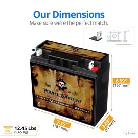 Pirate Battery 12 V 22 Ah AGM Sealed Lead‑Acid Battery – T3 Nut & Bolt Terminals – Maintenance‑Free Backup Power for Alarm Systems, Scooters, Toys, Emergency & Security Lighting