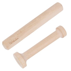 Webake Tart Tamper Wood Pastry Tart Tamper with Rolling Pin for Baking, Great Mini Cheesecake Pan Tool