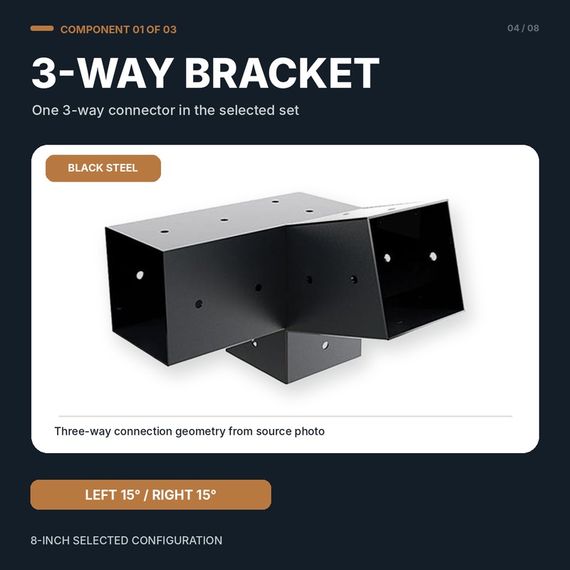 3 Piece Slanted Roof Pergola Bracket Set for 4x4 Posts,