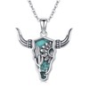 CHENGHONG Cow Necklace for Women 925 Sterling Silver Turquoise Cow