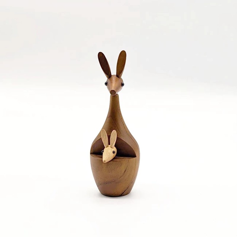 Hej!e Royal Pet Kangaroo Wooden Figurine Object, Scandinavian Miscellaneous Goods,