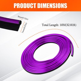 Car Interior Moulding Trim Strips, 33Ft/10M Universal Electroplating Decoration Filler Insert Strips, Styling Dashboard DIY Flexible Strip, Car Interior Trim Accessories with Installing Tool (Purple)