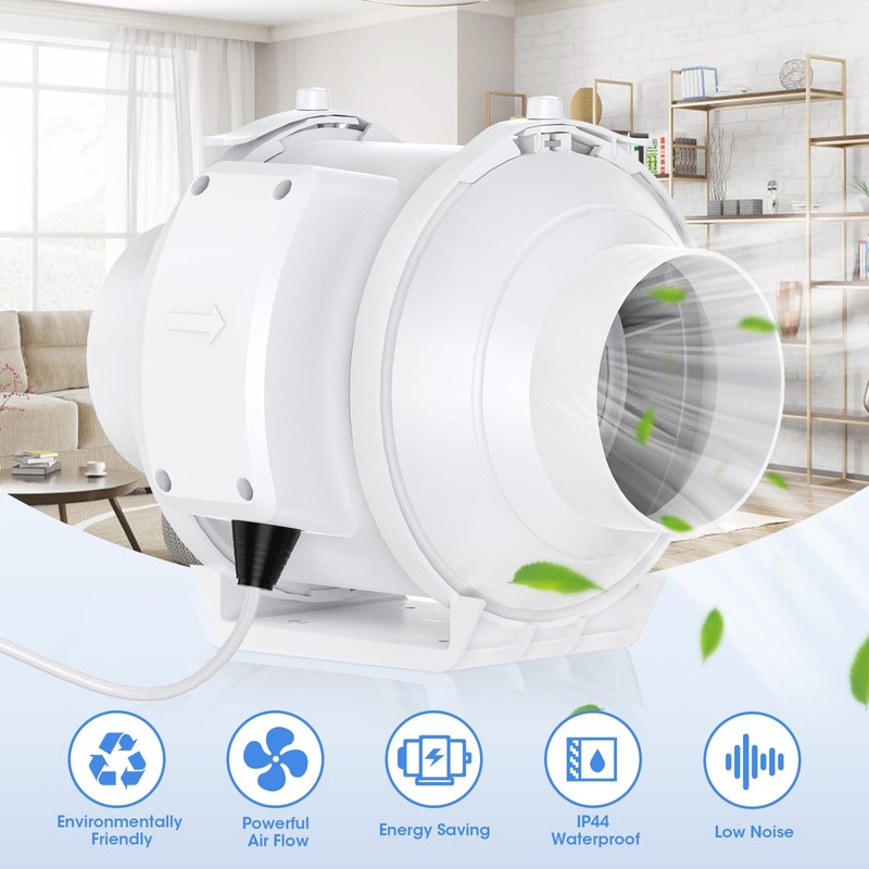 Tesansi 4 Inch Inline Duct Fan with EC Motor -
