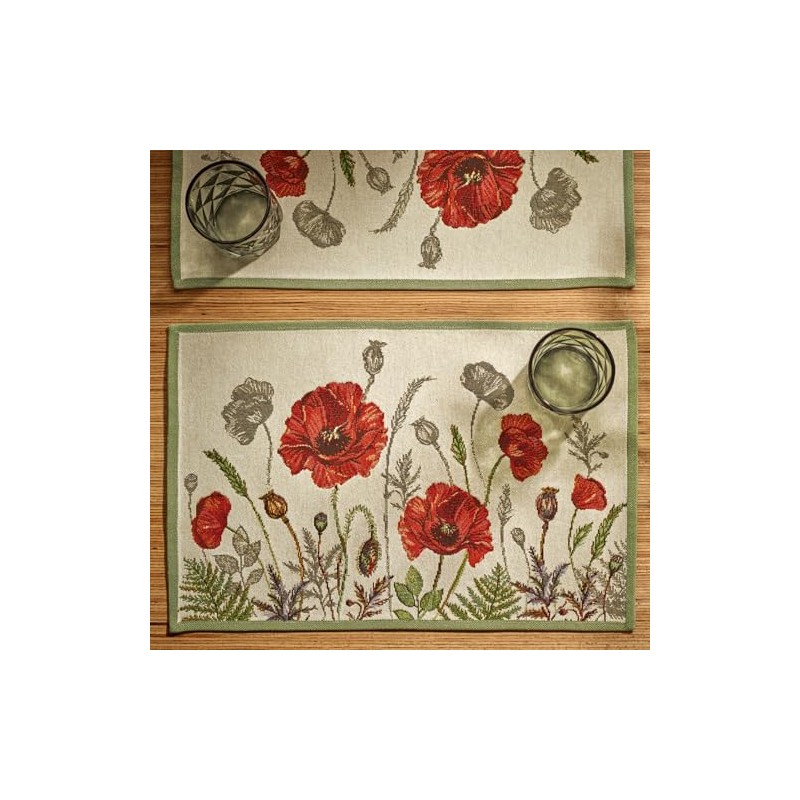 Sander Poppy Meadow Tapestry Placemat Set of 2 Red /