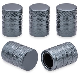 MEAJOO 5PCS Anodized Aluminum Tire Valve Stem Caps, Dustproof, Airtight Seal, Light-Weight, Universal Tire Valve Stem Covers for Cars, SUV, Trucks, Bikes, Motorcycles, Bicycles(Gray)