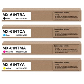 Remanufactured MX-61NT MX-61NT-BA MX-61NT-CA MX-61NT-MA MX-61NT-YA Toner Cartridge Works for Sharp MX-2630N MX-2651 MX-3050N MX-3070N MX-3071 MX-3550N MX-3551 MX3561 MX3571 MX4051 MX4061 Printers