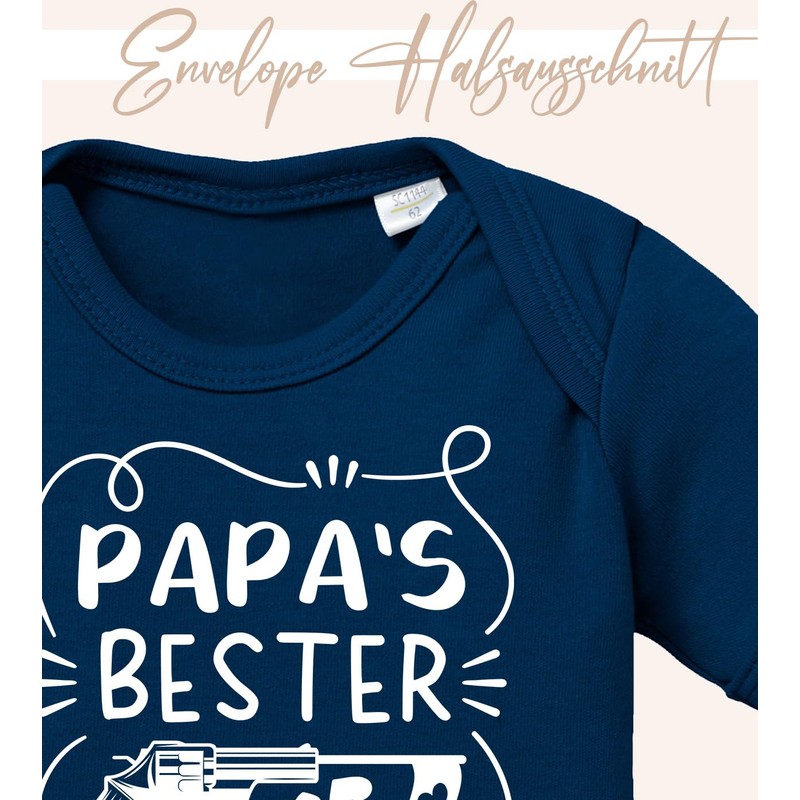OM3® Baby Bodysuit with Saying - Papas Beste Schuss II