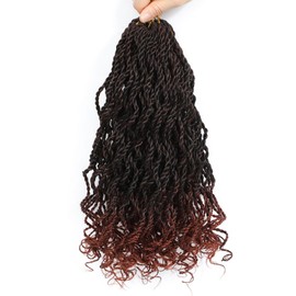 Wavy Senegalese Twist Crochet Hair For Black Women 8 Inch 10 Packs Senegalese Twist Braiding Hair Crochet Twists Pre Looped Twist Crochet Hair Curly Crochet Twist Hair With Curly Ends(1B/350)