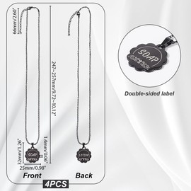 AHANDMAKER 4Pcs Lotion/Soap Tags, Stainless Steel Soap Dispenser Chain Labels Soap Bottle Labels Dispenser Set Hanging Tags for Mason Jar Decoration Kitchen Bathroom Organization, Black