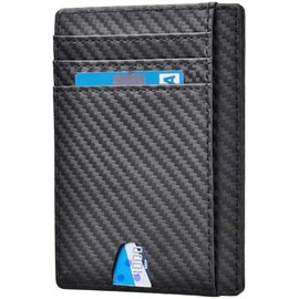 T Tersely Credit Card Holder for Men,Card Wallet, Slim Minimalist Wallet,RFID Card Holder Blocking Front Pocket Secure Thin Credit Card Wallet, Holds up to 7 Cards, Ideal for Travel (Carbon Black)