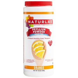 NATURLAX Sugar-Free Psyllium Husk Fiber Powder, Orange Flavored 19 oz