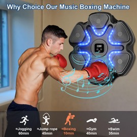 LMNIOYI Music Boxing Machine with Boxing Gloves 2024 New Boxing Machine Wall Mounted for Adults and Kid Smart Bluetooth Boxing Equipment for Home Indoor Workout and Gym
