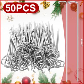 Hicarer 50 Pack Christmas Light Stakes 4 Inch Metal Lawn Stakes for Christmas Yard Lights LED String Lights Ground Stakes for Christmas Lights Outdoor Garden Lawn Pathway Patio Walkway Decorations