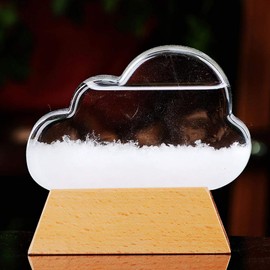 Storm Cloud Weather Predictor, Storm Glass Weather Predictor Ornament with Wood Base, Weather Predicting Globe Storm Glass Cloud Forecaster for Home Garden