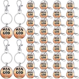 CraftyDream 40 Pcs Christian Gifts Bulk Fathers Day Gifts for Church Man of God Keychains Religious Bible Verse Keychains