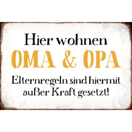 Ontrada Wooden Sign 12 x 18 cm Living Here Grandpa and Grandma Retro Wooden Sign