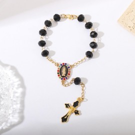 Car Rosary for Rearview Mirror,Rosary for Car Mirror Hanging,Catholic Religious Gifts for Women Men,Auto Rearview Catholic Rosary Hanging Pendant with Virgin Mary Charm,interior Cars Accessories (Bla)